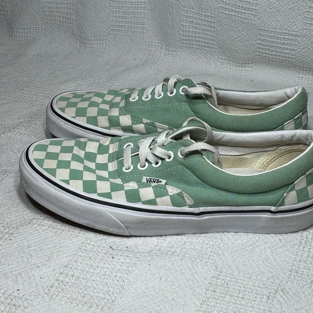 Vans Shoes Mens‎ 8.5 Womens 10 Checkered Sneakers Green Canvas Casual Low